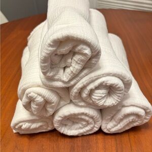Six White Muslin Aden & Anais Swaddling Blankets